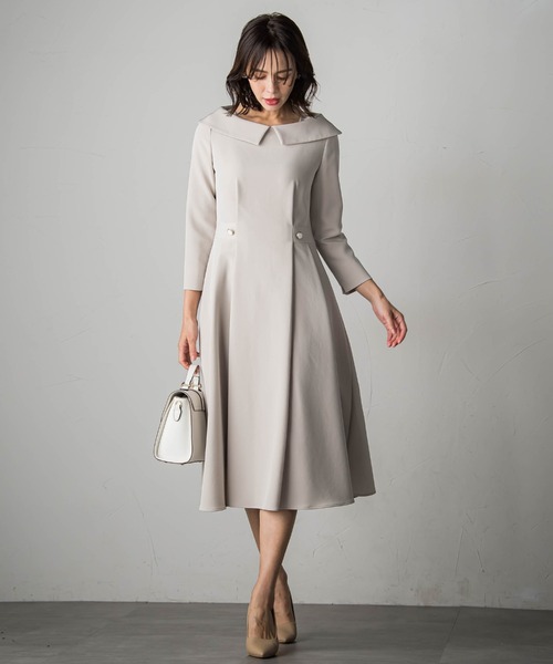 Viaggio Blu（ビアッジョブルー）の「soalonダブルクロスワンピース（ワンピース・レディース・ベージュ/ネイビー・M/S）」の8枚目の写真