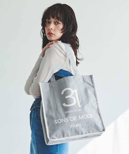 31 Sons de mode（トランテアン　ソン　ドゥ　モード）の「ロゴトートバッグ（トートバッグ・レディース・オフホワイト/グレー/ピンク/ネイビー・フリー）」の22枚目の写真
