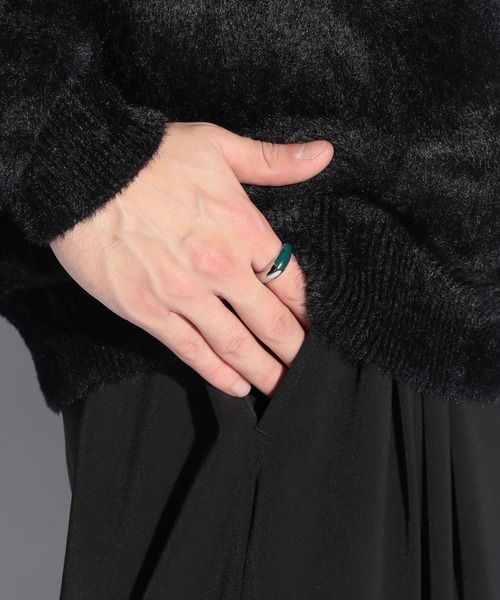 HARE（ハレ）の「ステンレスペブルリング(HARE)（リング・メンズ・ブラック/グリーン・FREE）」の12枚目の写真