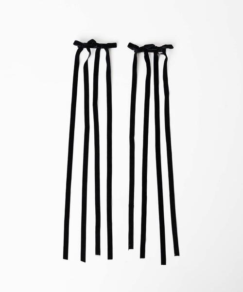 WEGO(ウィゴー)の「WEGO/【2点セット】ダブルロングリボンクリップ(バレッタ/ヘアクリップ・レディース・ブラック系その他/ブラック・FREE)」の6枚目の写真