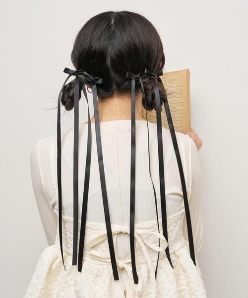 WEGO(ウィゴー)の「WEGO/【2点セット】ダブルロングリボンクリップ(バレッタ/ヘアクリップ・レディース・ブラック系その他/ブラック・FREE)」の3枚目の写真