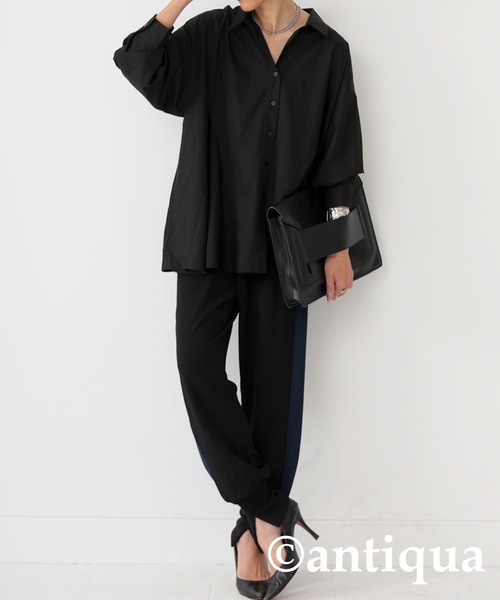 antiqua(アンティカ)の「配色ライン裾リブパンツ(その他パンツ・レディース・ブラック系その他/ブラック×カーキ・L/M)」の7枚目の写真