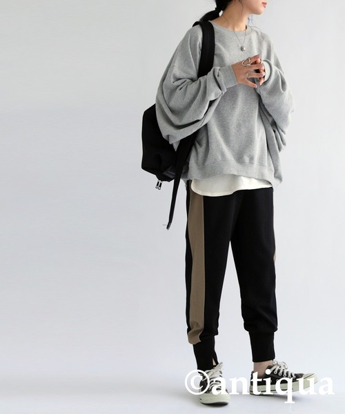 antiqua(アンティカ)の「配色ライン裾リブパンツ(その他パンツ・レディース・ブラック系その他/ブラック×カーキ・L/M)」の10枚目の写真