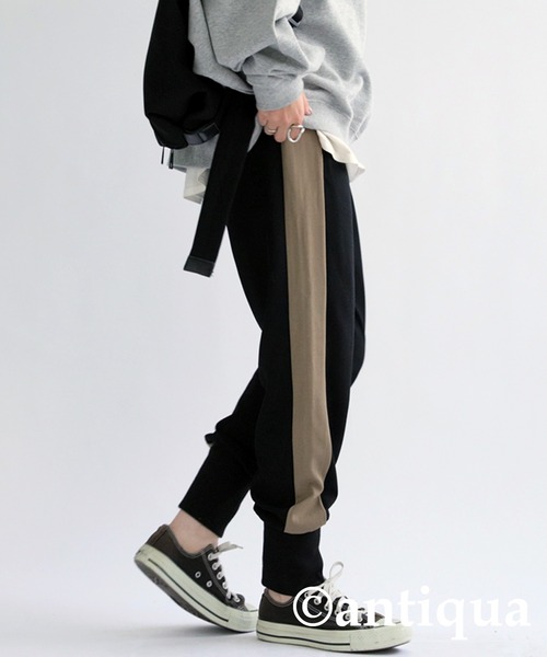antiqua(アンティカ)の「配色ライン裾リブパンツ(その他パンツ・レディース・ブラック系その他/ブラック×カーキ・L/M)」の9枚目の写真