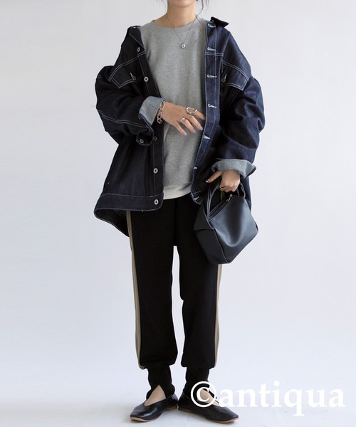 antiqua(アンティカ)の「配色ライン裾リブパンツ(その他パンツ・レディース・ブラック系その他/ブラック×カーキ・L/M)」の12枚目の写真