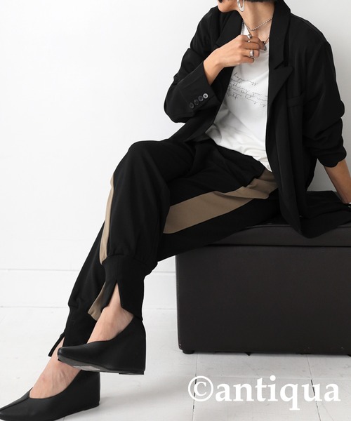antiqua(アンティカ)の「配色ライン裾リブパンツ(その他パンツ・レディース・ブラック系その他/ブラック×カーキ・L/M)」の16枚目の写真