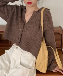 ショート丈ニット カーディガン トップス