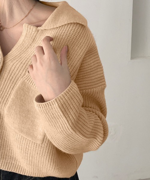 Miniministore(ミニミニストア)の「ショート丈ニット カーディガン トップス(カーディガン/ボレロ・レディース・ブラウン/ダークグレー/ベージュ・FREE)」の4枚目の写真