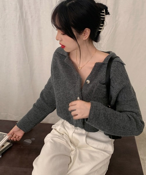 Miniministore(ミニミニストア)の「ショート丈ニット カーディガン トップス(カーディガン/ボレロ・レディース・ブラウン/ダークグレー/ベージュ・FREE)」の9枚目の写真