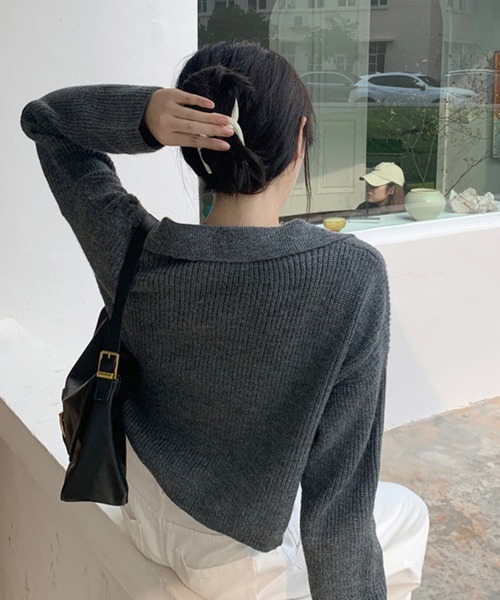 Miniministore(ミニミニストア)の「ショート丈ニット カーディガン トップス(カーディガン/ボレロ・レディース・ブラウン/ダークグレー/ベージュ・FREE)」の11枚目の写真