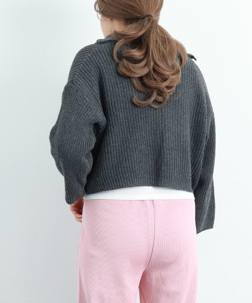 Miniministore(ミニミニストア)の「ショート丈ニット カーディガン トップス(カーディガン/ボレロ・レディース・ブラウン/ダークグレー/ベージュ・FREE)」の14枚目の写真