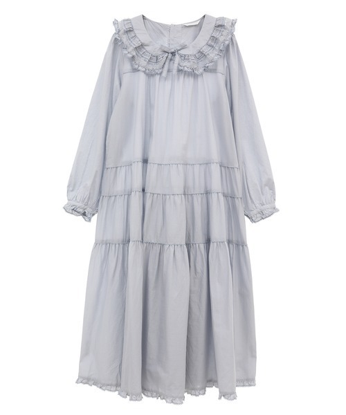 Pink House フリル襟付きローンミディワンピース Pink House フリル襟付きローンミディワンピース