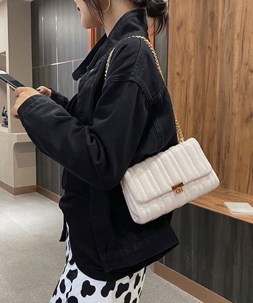 Miniministore（ミニミニストア）の「スクエア 斜め掛けかばん レザー調（ショルダーバッグ・レディース・アイボリー/グレー/ピンク/ブラック・FREE）」の7枚目の写真
