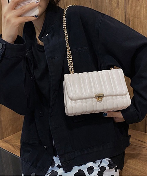 Miniministore（ミニミニストア）の「スクエア 斜め掛けかばん レザー調（ショルダーバッグ・レディース・アイボリー/グレー/ピンク/ブラック・FREE）」の8枚目の写真