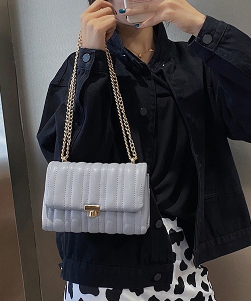 Miniministore（ミニミニストア）の「スクエア 斜め掛けかばん レザー調（ショルダーバッグ・レディース・アイボリー/グレー/ピンク/ブラック・FREE）」の9枚目の写真