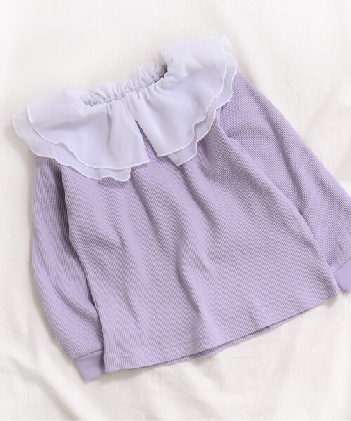 apres les cours(アプレレクール)の「【WEB限定】フリル衿ワッフルTシャツ(Tシャツ/カットソー・キッズ・オレンジ/ラベンダー/その他2/ドット・90/100/110/120/80/130/140)」の2枚目の写真