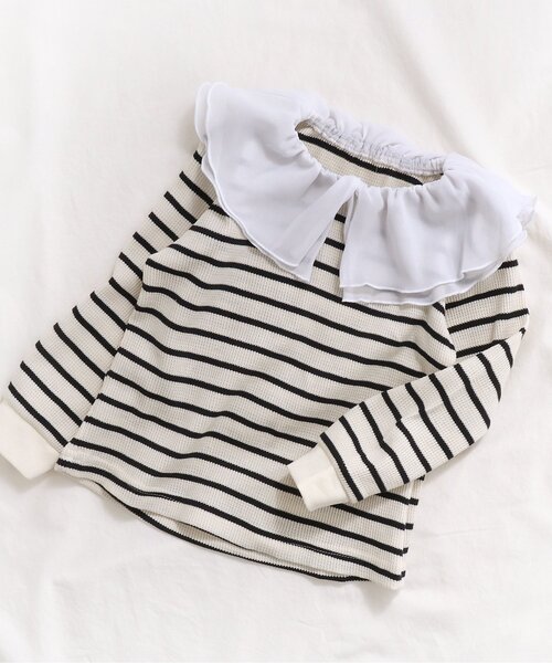 apres les cours(アプレレクール)の「【WEB限定】フリル衿ワッフルTシャツ(Tシャツ/カットソー・キッズ・オレンジ/ラベンダー/その他2/ドット・90/100/110/120/80/130/140)」の3枚目の写真