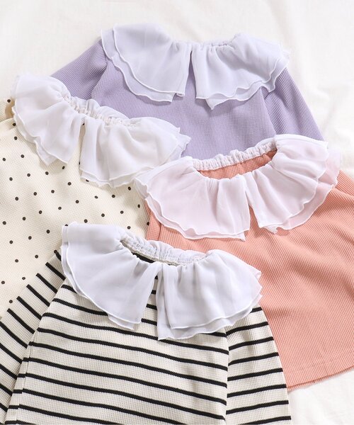 apres les cours(アプレレクール)の「【WEB限定】フリル衿ワッフルTシャツ(Tシャツ/カットソー・キッズ・オレンジ/ラベンダー/その他2/ドット・90/100/110/120/80/130/140)」の8枚目の写真