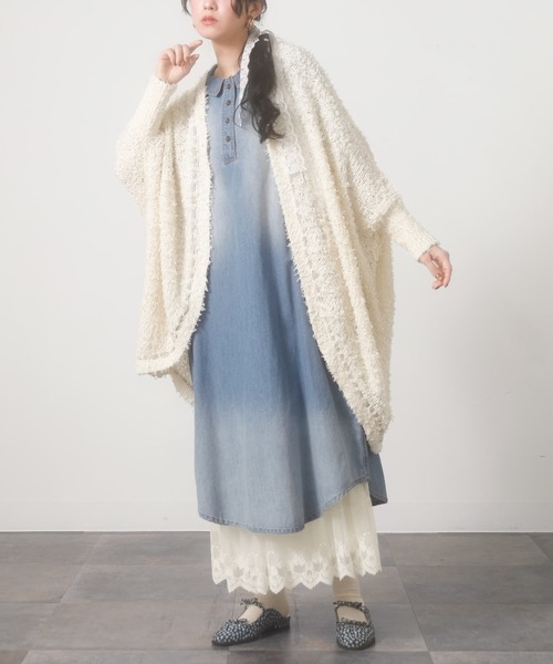 somari imagination（ソマリ イマジネーション）の「『テープヤーンモモンガカーデ』（カーディガン/ボレロ・レディース・アイボリー/チャコール・FREE）」の7枚目の写真