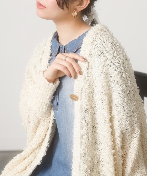somari imagination（ソマリ イマジネーション）の「『テープヤーンモモンガカーデ』（カーディガン/ボレロ・レディース・アイボリー/チャコール・FREE）」の3枚目の写真