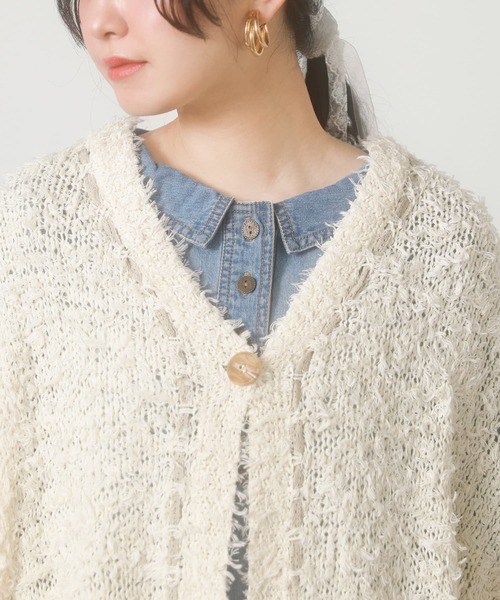 somari imagination（ソマリ イマジネーション）の「『テープヤーンモモンガカーデ』（カーディガン/ボレロ・レディース・アイボリー/チャコール・FREE）」の4枚目の写真