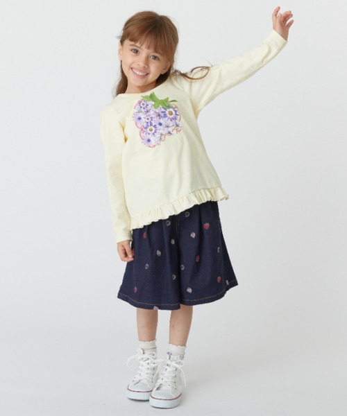 HAKKA KIDS（ハッカキッズ）の「いちご刺繍ストレッチデニムキュロットスカート（デニムスカート・キッズ・ブルー/ネイビー・110cm/120cm/130cm/100cm）」の6枚目の写真