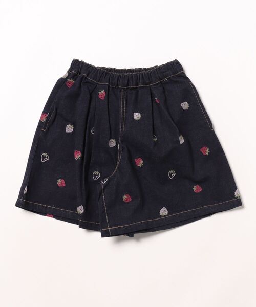 HAKKA KIDS（ハッカキッズ）の「いちご刺繍ストレッチデニムキュロットスカート（デニムスカート・キッズ・ブルー/ネイビー・110cm/120cm/130cm/100cm）」の5枚目の写真