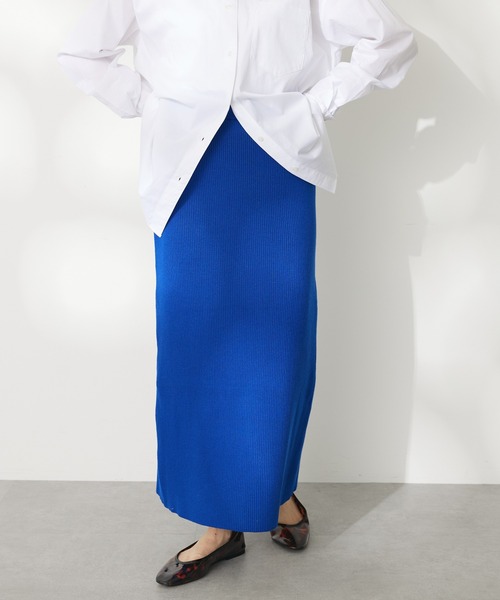 CRAFT STANDARD BOUTIQUE(クラフトスタンダードブティック)の「アンチピリングリブニットスカート(スカート・レディース・ブルー/ブラック/ブラウン・M/L)」の1枚目の写真