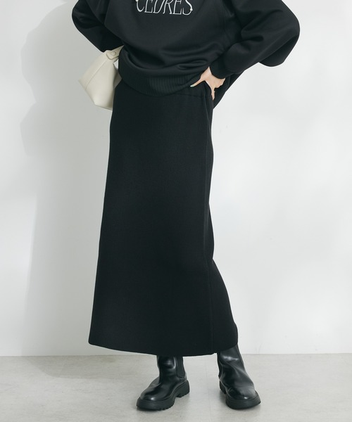 CRAFT STANDARD BOUTIQUE(クラフトスタンダードブティック)の「アンチピリングリブニットスカート(スカート・レディース・ブルー/ブラック/ブラウン・M/L)」の2枚目の写真