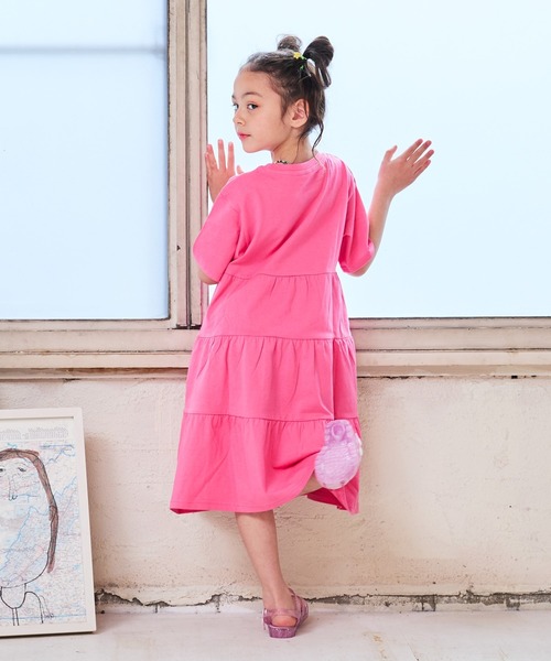 Life Support Products（ライフサポートプロダクツ）の「【COTTON from U.S.A】ティアードハンソデワンピース（90～150cm）（ワンピース・キッズ・パープル/ピンク/グレー・90/100/110/120/130/140/150）」の6枚目の写真