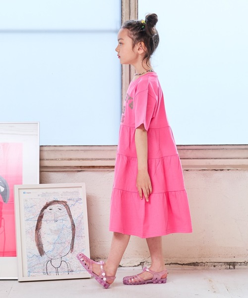 Life Support Products（ライフサポートプロダクツ）の「【COTTON from U.S.A】ティアードハンソデワンピース（90～150cm）（ワンピース・キッズ・パープル/ピンク/グレー・90/100/110/120/130/140/150）」の5枚目の写真