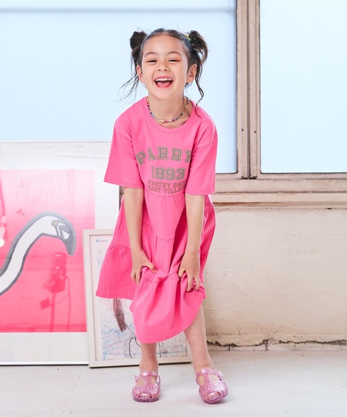 Life Support Products（ライフサポートプロダクツ）の「【COTTON from U.S.A】ティアードハンソデワンピース（90～150cm）（ワンピース・キッズ・パープル/ピンク/グレー・90/100/110/120/130/140/150）」の4枚目の写真