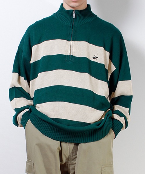 BEVERLY HILLS POLO CLUB(ビバリーヒルズポロクラブ)の「【BEVERLY HILLS POLO CLUB/ビバリーヒルズポロクラブ】 ワンポイント刺繍ハーフZIPニットプルオーバー(ニット/セーター・メンズ・ネイビー/ブラック/ネイビー系/グリーン系/アイボリー・M/XL/L)」の11枚目の写真