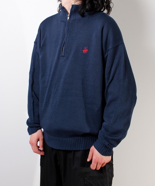 BEVERLY HILLS POLO CLUB(ビバリーヒルズポロクラブ)の「【BEVERLY HILLS POLO CLUB/ビバリーヒルズポロクラブ】 ワンポイント刺繍ハーフZIPニットプルオーバー(ニット/セーター・メンズ・ネイビー/ブラック/ネイビー系/グリーン系/アイボリー・M/XL/L)」の18枚目の写真