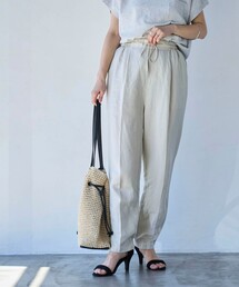 接触冷感リネンレーヨンテーパードパンツ