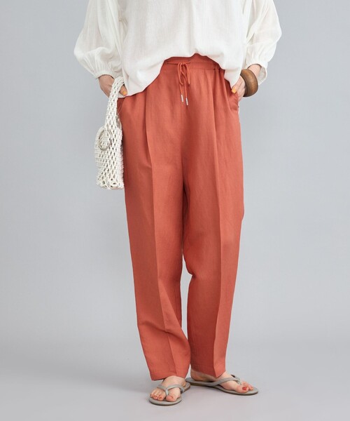 coen(コーエン)の「接触冷感リネンレーヨンテーパードパンツ(スラックス・レディース・ブラック/ネイビー/オレンジ系その他/オリーブ/ナチュラル・S/M/L)」の5枚目の写真
