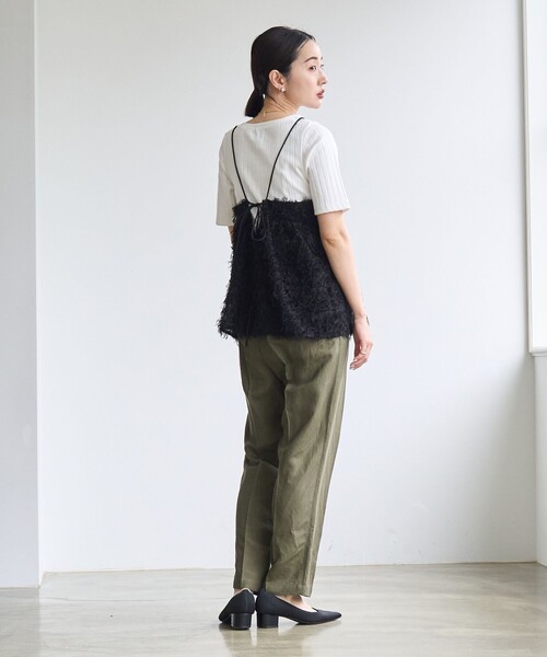 coen(コーエン)の「接触冷感リネンレーヨンテーパードパンツ(スラックス・レディース・ブラック/ネイビー/オレンジ系その他/オリーブ/ナチュラル・S/M/L)」の10枚目の写真