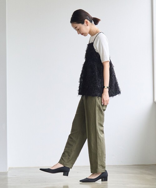 coen(コーエン)の「接触冷感リネンレーヨンテーパードパンツ(スラックス・レディース・ブラック/ネイビー/オレンジ系その他/オリーブ/ナチュラル・S/M/L)」の11枚目の写真