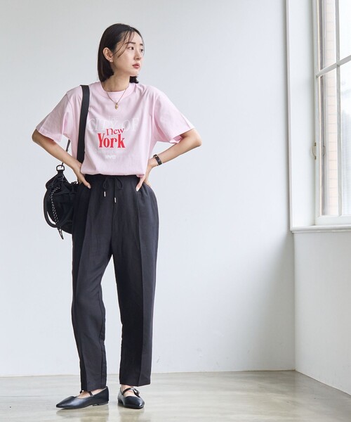 coen(コーエン)の「接触冷感リネンレーヨンテーパードパンツ(スラックス・レディース・ブラック/ネイビー/オレンジ系その他/オリーブ/ナチュラル・S/M/L)」の15枚目の写真