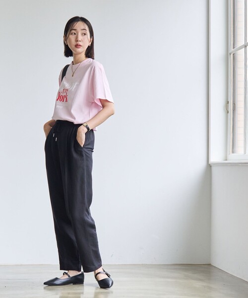 coen(コーエン)の「接触冷感リネンレーヨンテーパードパンツ(スラックス・レディース・ブラック/ネイビー/オレンジ系その他/オリーブ/ナチュラル・S/M/L)」の17枚目の写真