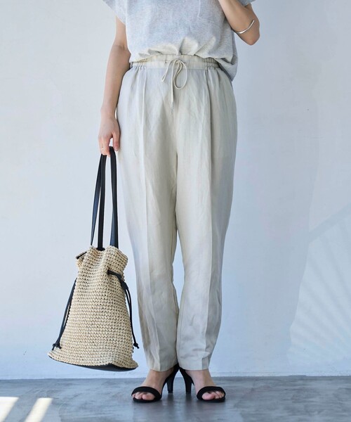 coen(コーエン)の「接触冷感リネンレーヨンテーパードパンツ(スラックス・レディース・ブラック/ネイビー/オレンジ系その他/オリーブ/ナチュラル・S/M/L)」の18枚目の写真