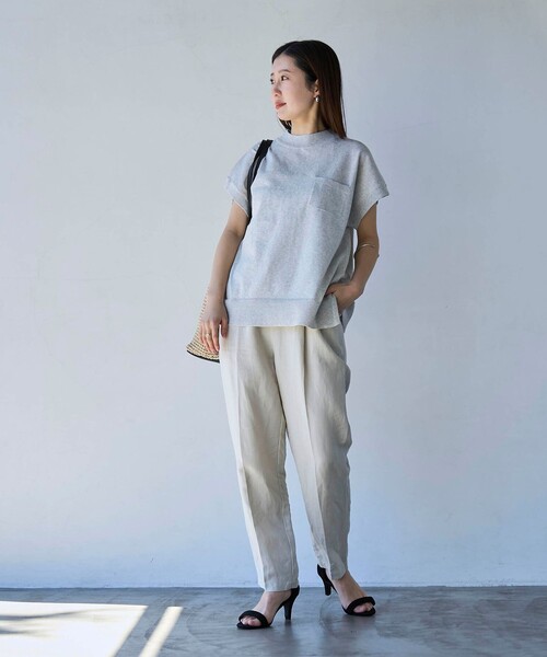 coen(コーエン)の「接触冷感リネンレーヨンテーパードパンツ(スラックス・レディース・ブラック/ネイビー/オレンジ系その他/オリーブ/ナチュラル・S/M/L)」の20枚目の写真