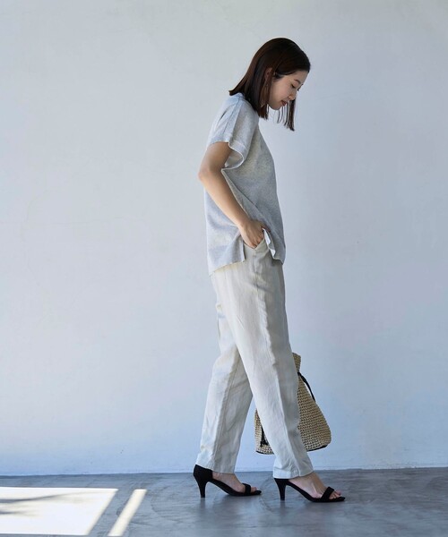 セール】接触冷感リネンレーヨンテーパードパンツ（スラックス）｜coen
