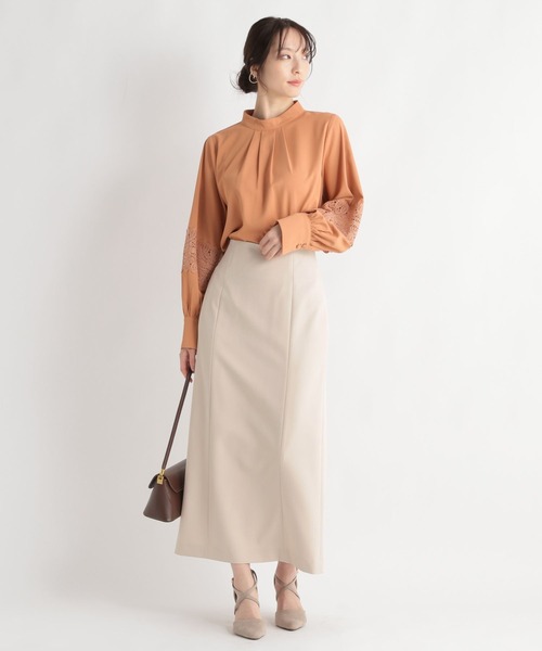 Andemiu(アンデミュウ)の「スリットIラインスカート111756(スカート・レディース・アイボリー/ブルー/ブラック/カーキ・SMALL/MEDIUM)」の6枚目の写真