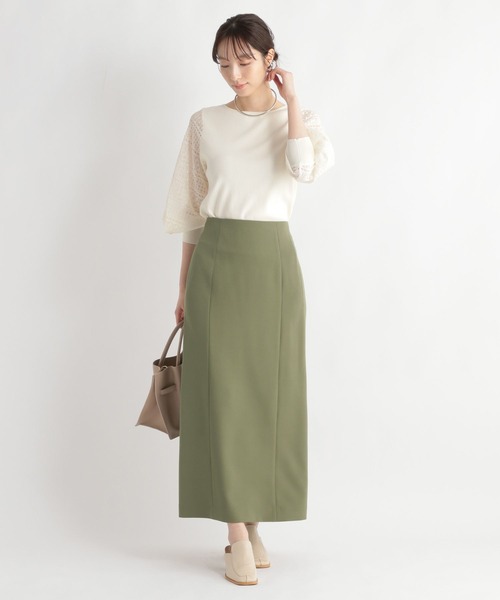 Andemiu(アンデミュウ)の「スリットIラインスカート111756(スカート・レディース・アイボリー/ブルー/ブラック/カーキ・SMALL/MEDIUM)」の11枚目の写真