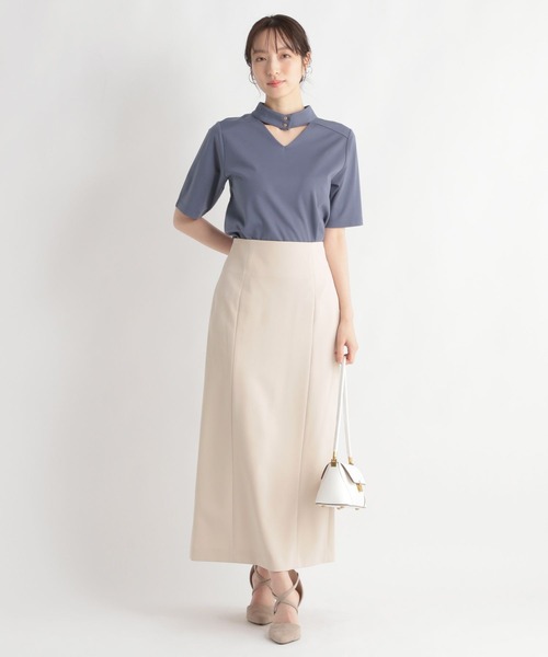 Andemiu(アンデミュウ)の「スリットIラインスカート111756(スカート・レディース・アイボリー/ブルー/ブラック/カーキ・SMALL/MEDIUM)」の9枚目の写真