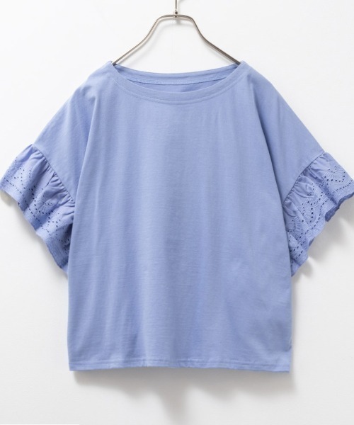 Howdy Marie(ハウディ―マリー)の「Howdy Marie ハウディーマリー 袖フリルTシャツ(Tシャツ/カットソー・レディース・ブラック/イエロー系その他/サックスブルー/ホワイト・フリー)」の9枚目の写真