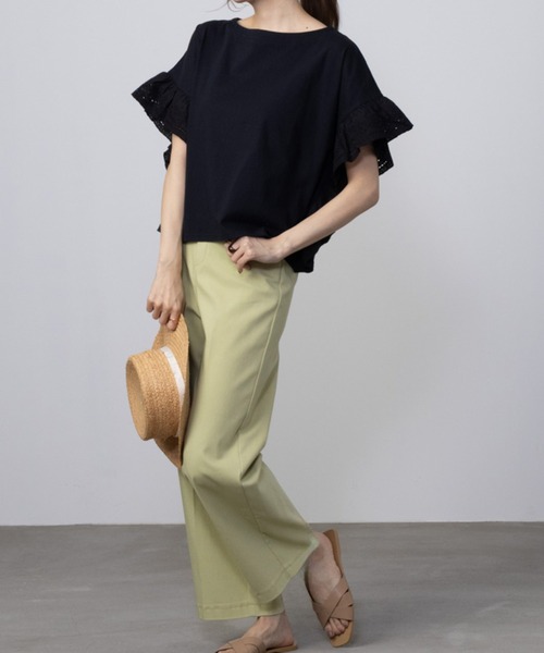 Howdy Marie(ハウディ―マリー)の「Howdy Marie ハウディーマリー 袖フリルTシャツ(Tシャツ/カットソー・レディース・ブラック/イエロー系その他/サックスブルー/ホワイト・フリー)」の18枚目の写真