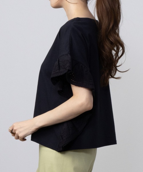 Howdy Marie(ハウディ―マリー)の「Howdy Marie ハウディーマリー 袖フリルTシャツ(Tシャツ/カットソー・レディース・ブラック/イエロー系その他/サックスブルー/ホワイト・フリー)」の11枚目の写真