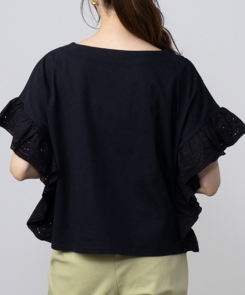 Howdy Marie(ハウディ―マリー)の「Howdy Marie ハウディーマリー 袖フリルTシャツ(Tシャツ/カットソー・レディース・ブラック/イエロー系その他/サックスブルー/ホワイト・フリー)」の12枚目の写真